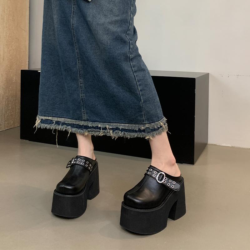 Fashion New Style Fashion Women's Slippers for Large-sized Women Wear Slippers of Size 34-43 Summer 11cm Thick-bottomed Zapatos Mujer