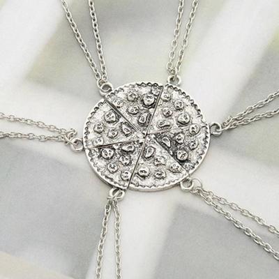6 Piezas Collares Colgantes de Porción de Pizza de Moda Creativo Amistad Pareja Collar
