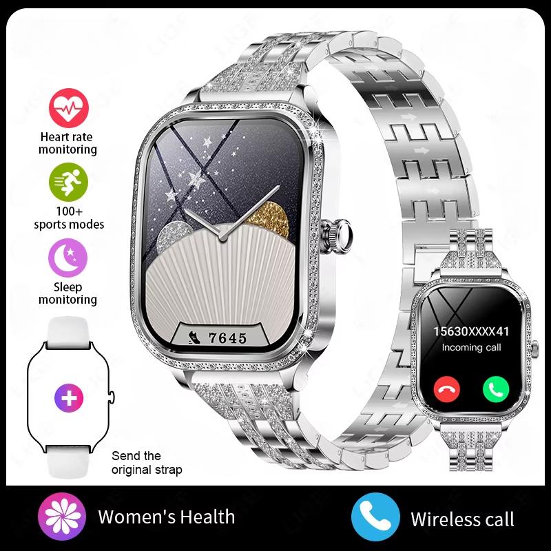 2025 New Smart Watch Women 1.75" HD Display Heart Rate Monitor IP68 Waterproof Sports Fitness BT Call Smartwatch For Lady Gift