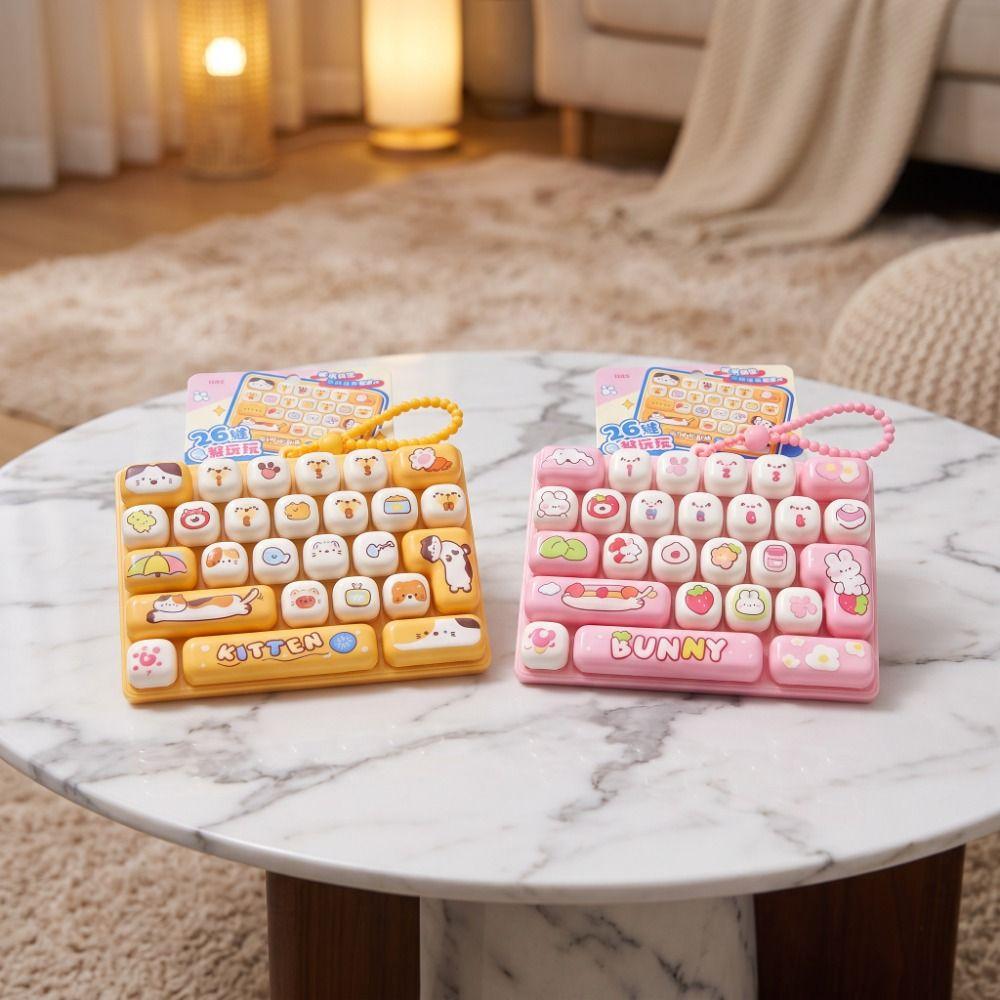 Cute Design Decompression Button Toy 26 Key Keyboard Keychain Accessories Gift