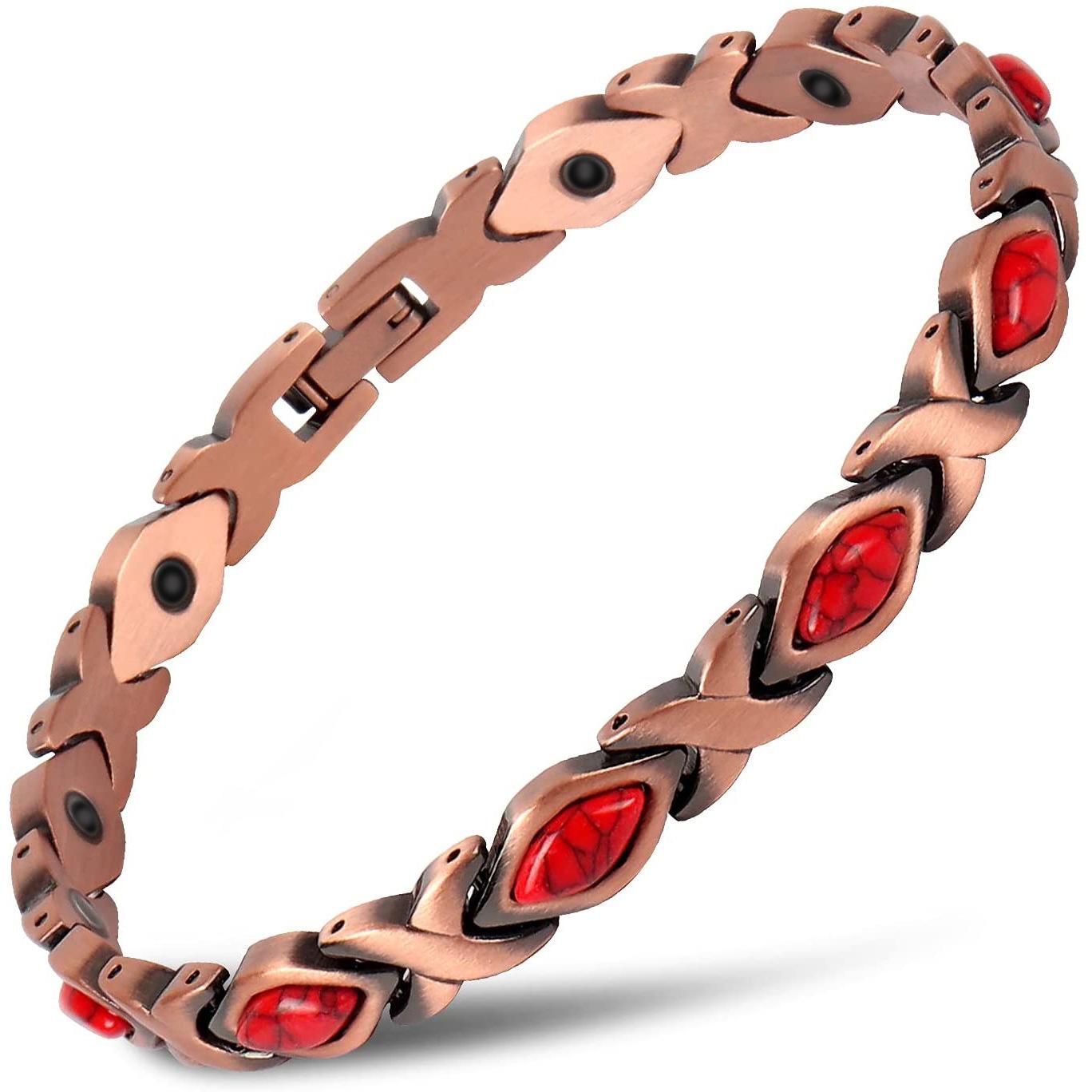 

Women S Copper Bracelet, Made Of Pure Natural Copper, Magnetic, And Gemstone Jewelry, Suitable For Everyday Wear.