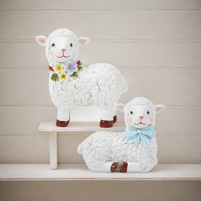 1Pair  Animal Sheep Figurine Dollhouse Mini Ornaments Statue Lamb Toys Fairy Garden Home Decor Terrarium Statues Accessories
