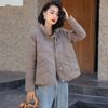 Down Jacket Women's Autumn and Winter Short Stand-up Collar Plaid Solid Color Western Style White Duck Down Women's Warm Jacket