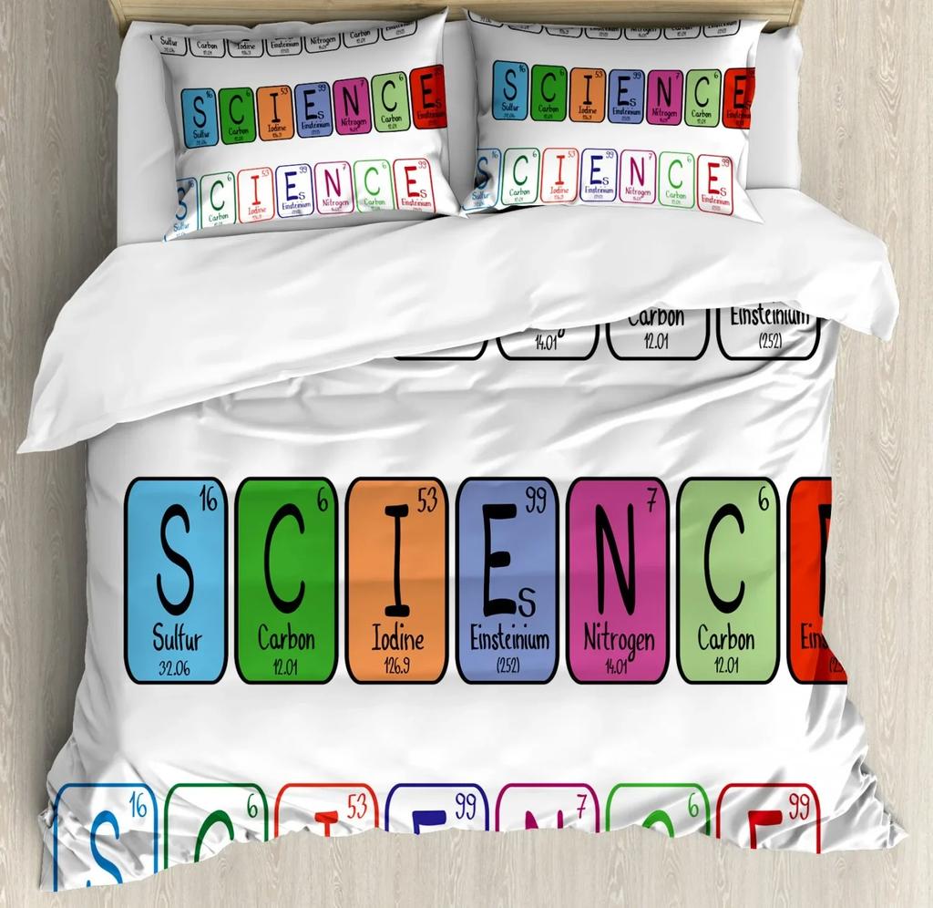 Periodensystem Bettbezug Set Chemische Elemente Bettwäsche Set Polyester Pädagogisch Wissenschaft Thema Bettdeckenbezug Einzelbett King Size