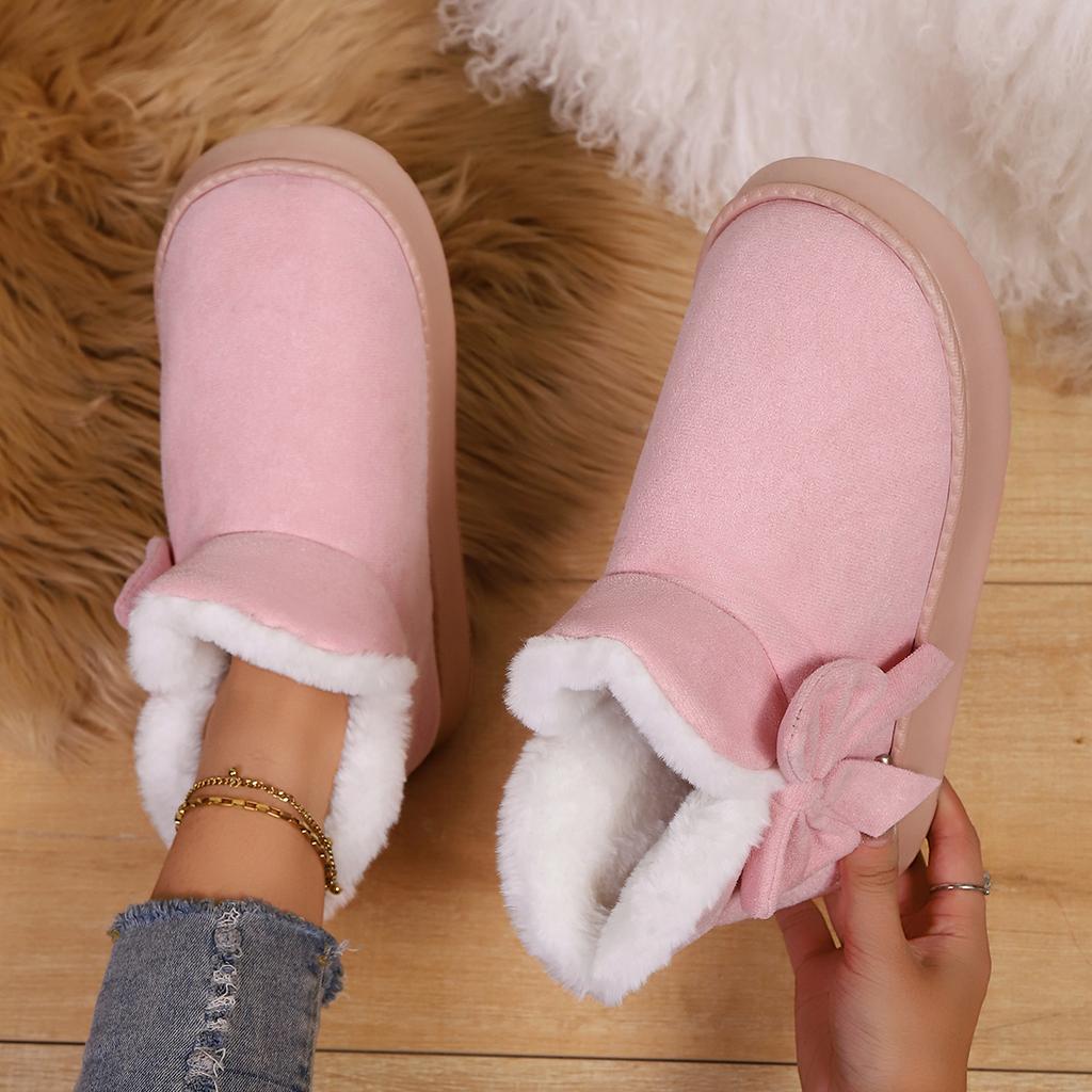 Women's Winter Bow Warm Snow Boots Indoor Slippers