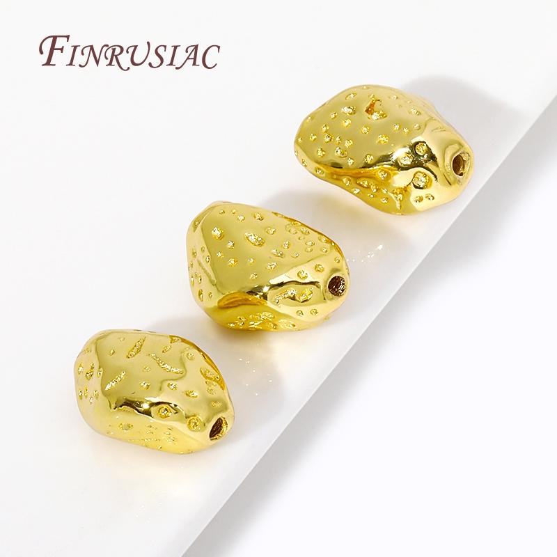 18K Gold Plated Metal Beads For Jewelry Making,Irregular Bracelet Necklace Spacer Beads,Bulk Jewellery Making Beads