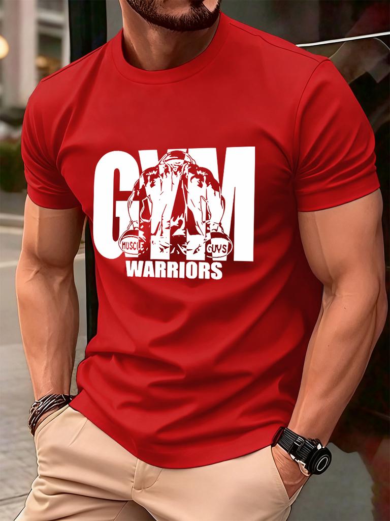 Gym Warriors Muscle Guys Printing Mens TShirt Cotton Summer Soft Tops Oversized ONeck Short Sleeve T Shirt Casual Male Clothes