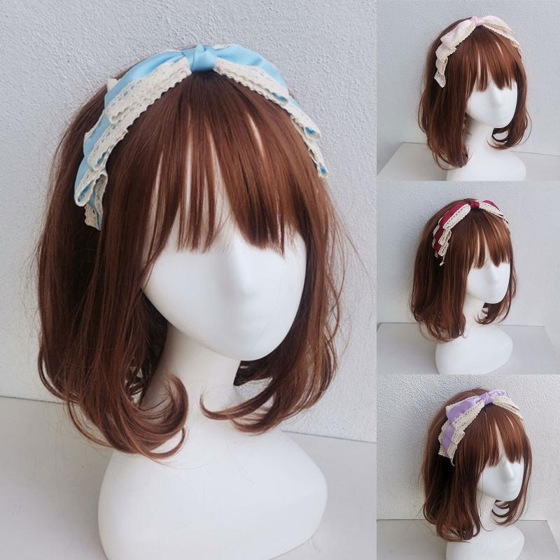 Multicolor Lolita Lace Hair Hoop Sweet Big Bowknot Headband Handmade Hair Accessories Gift for Girlfriend Daughter