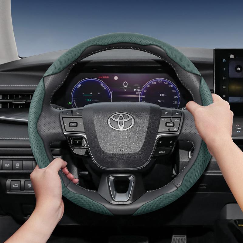 Suitable for Toyota Breathable Hole Leather Steering Wheel Cover Segmented Quick Release Design Non-Slip Durable Chr Yaris Auris Rav4 Corolla Hilu