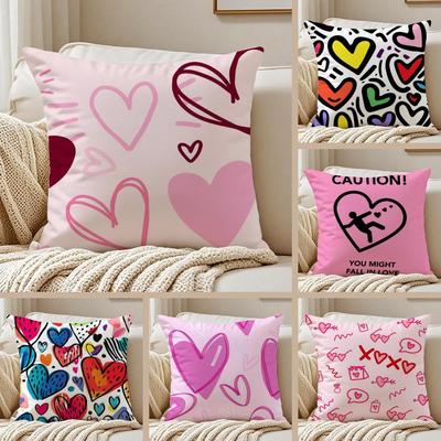 Lovely Heart Of Love My Beloved Cushion Cover Pillowcase Anti-Dustmite Invisible Zipper Short Plush Sofa Cushion