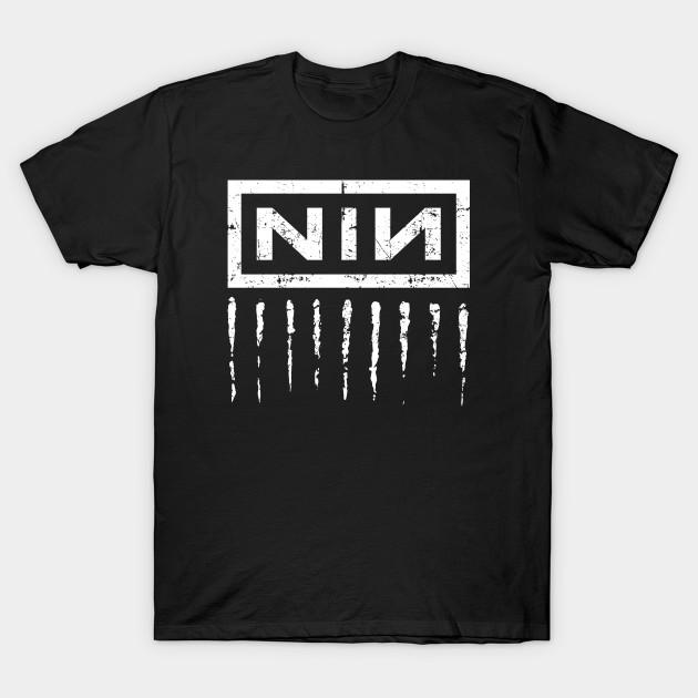 

Men Black Print T-shirt Nine Inch Nails No-Cut Transfer Paper Print Cotton Tshirt XL