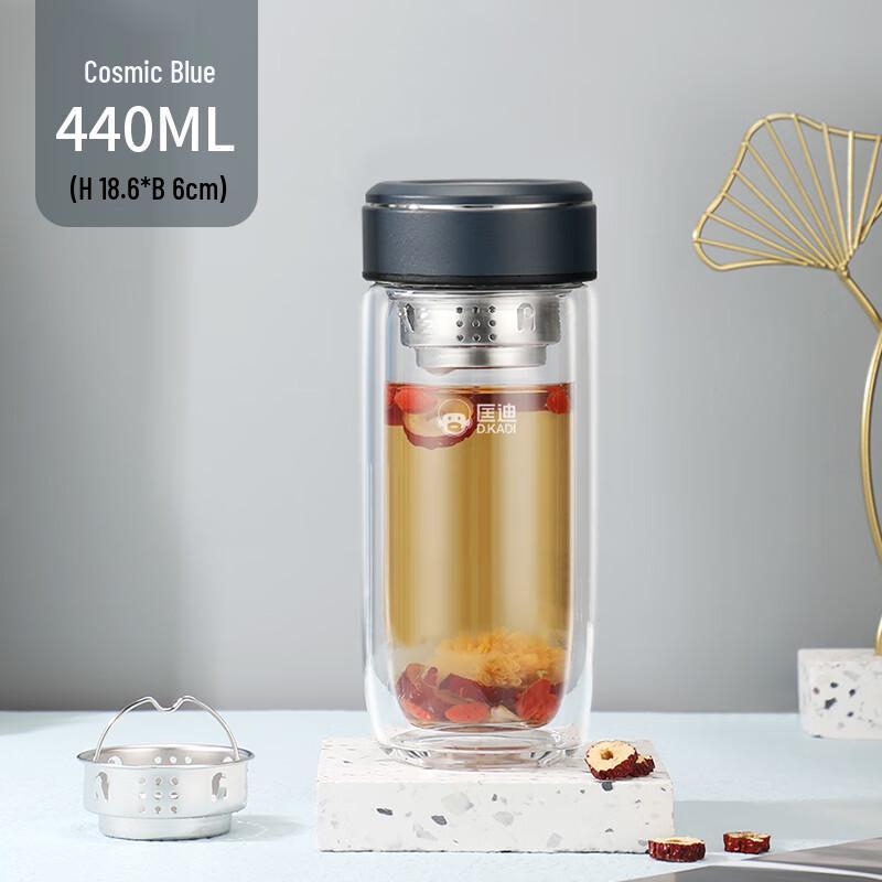 DKADI Double Wall Borosilicate Glass Tea Bottle