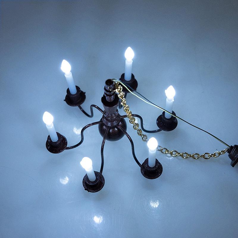 Dollhouse Furniture Kid'S Realistic Chandelier Light Preschool Pretend Play Sand Table Toy Scaled Model Led Ceiling Lamp