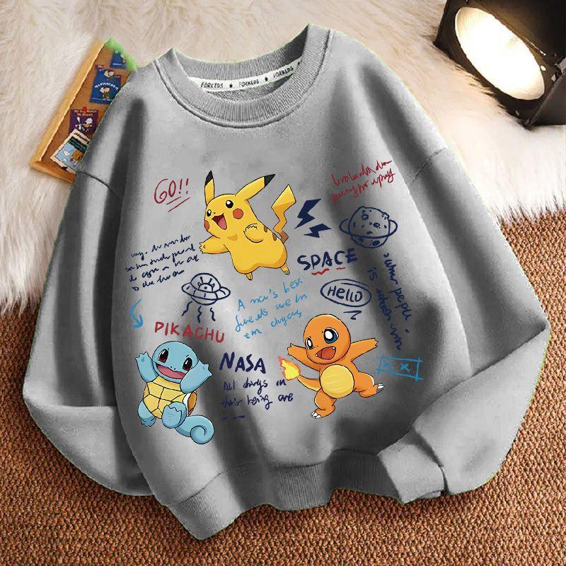 Children's Fashionable Pikachu Sweatshirts, Spring and Autumn Boys' and Girls' Casual Sweatshirts