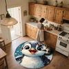 Snowing Penguin,Round Area Rug,Carpet Rug for Living Room Bedroom Sofa Playroom Decor,Non-slip Floor Mat
