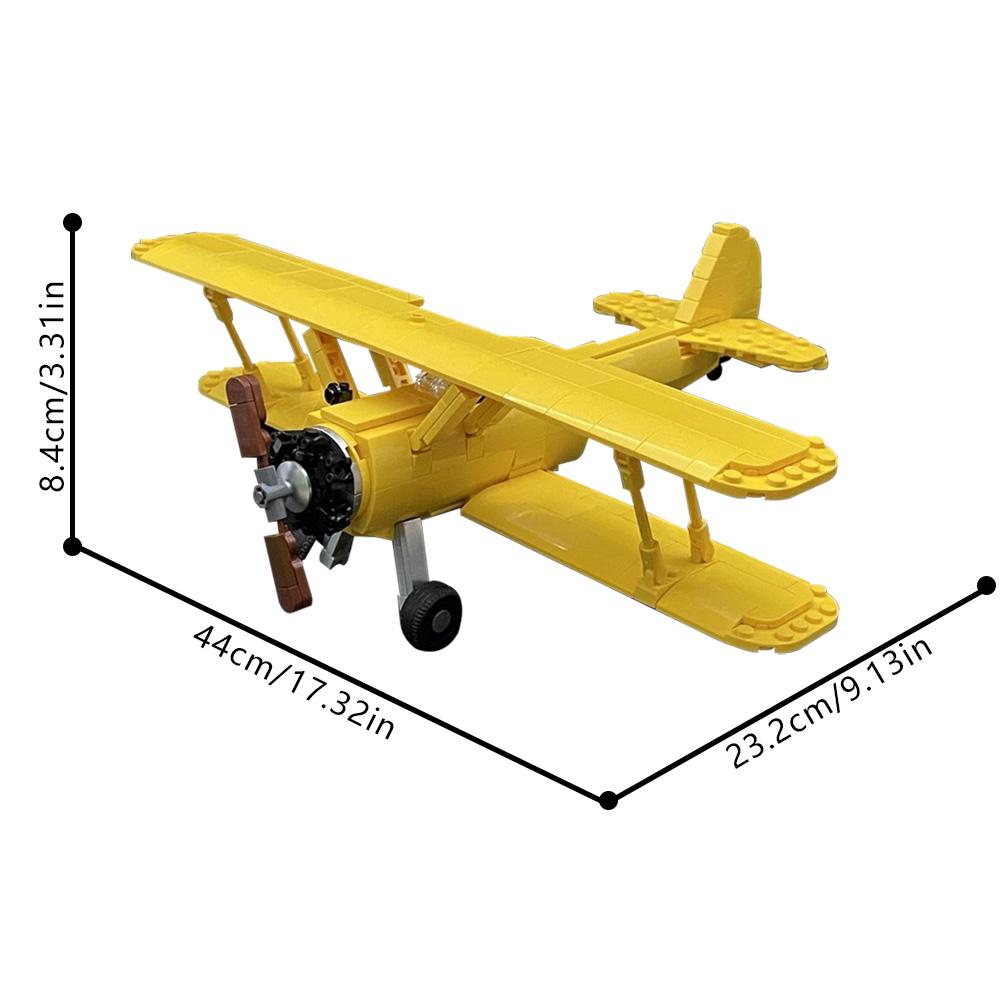 MOC PT-17 Stearman Самолет Строительные Блоки Модель PT-17 Stearman Учебный Самолет Кирпичики Сборка Игрушки Детские DIY Подарки на День Рождения