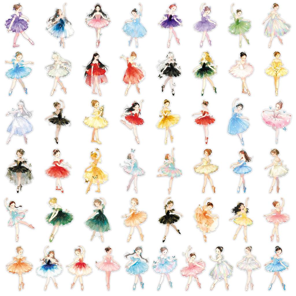 50Pcs/Set Sweet Ballet Girls Series 02 PET Clear Stickers Waterproof DIY Fashion Doodle Decals Stickers