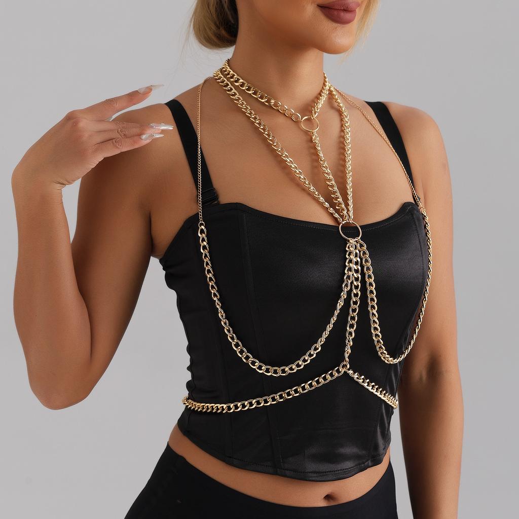 Hip-hop Street Dance Sexy Chest Chain Female Hot Girl Clavicle Chain Personality Wear Chest Body Chain