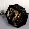 Golden Dragon, Black Dragon Theme 8 Bone Hand Automatic Folding Fashion umbrella, Compact and Portable Design, A Perfect Gift for Birthday,