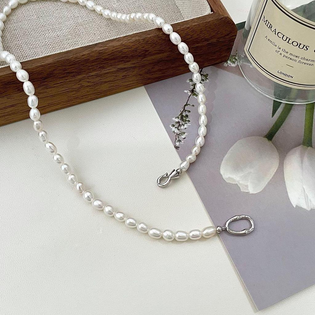 Kaiming S925 Sterling Silver Freshwater Pearl Necklace - French Light Luxury High-End Versatile Women's Choker