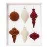 Set of 6 Irregular Mocha Mousse Christmas Tree Flocking Balls