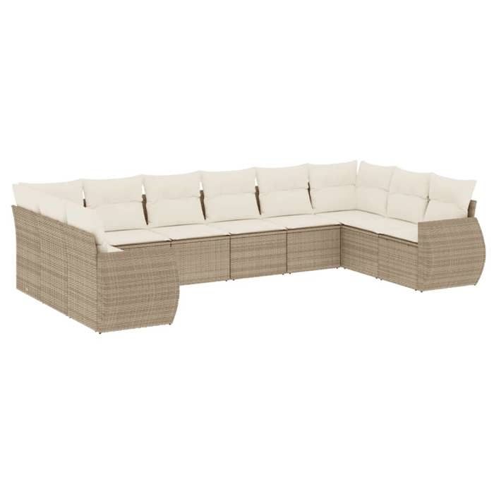 VidaXL Garden Lounge Set with Cushions 10 Pcs, Patio Sofas, Patio Furniture Set, Outdoor Furniture, Beige 3221867
