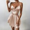Women's Fashionable Sexy Strapless Strapless Backless Solid Color Dress