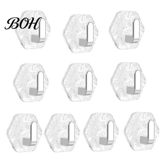Acrylic Hexagon Hooks Adhesive Hooks, Hexagonal Wave Shape, No Drilling Easy Dorm Room Wall Installation Hook, Modern Style Clear for Bathroom Kitchen