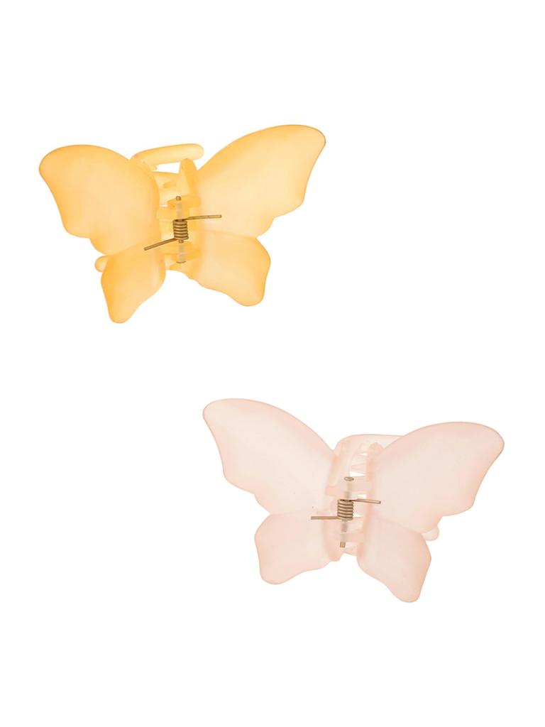 Yellow Chimes Claw Clips for Women Hair Clutches for Women Hair Accessories For Women Set of 2 Pcs Claw Clip Peach Yellow Butterfly Clips Big Clutch