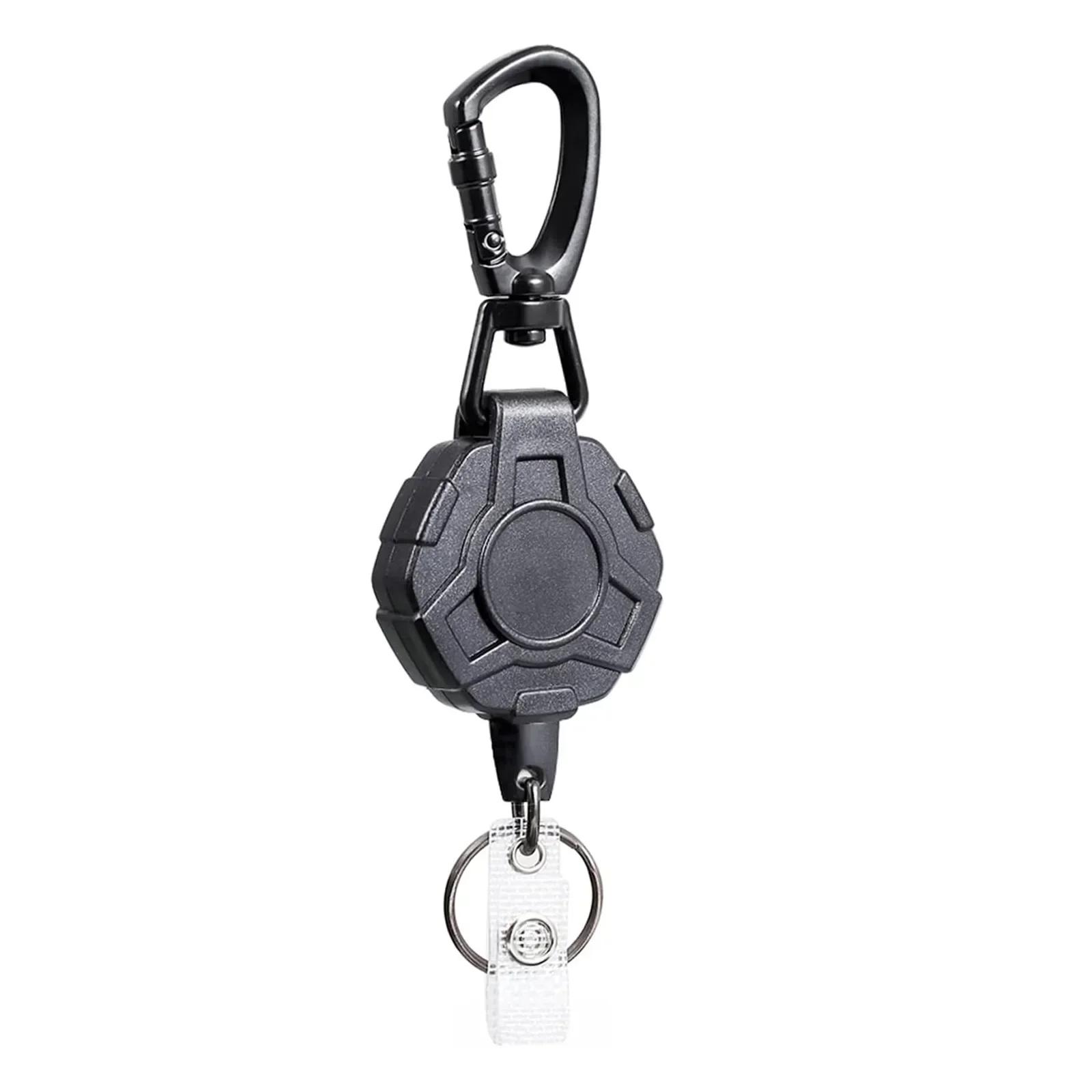 

Heavy Duty Stainless Steel Id Badge Holder Keychain With Retractable Reel Vertical Lanyard Durable Anti-lost Card holder cover
