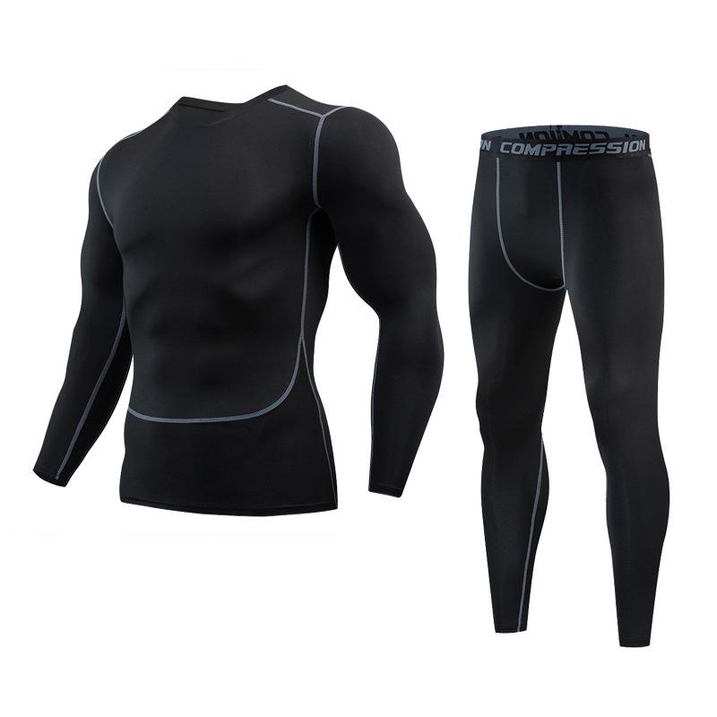 Men's Quick-Dry Red Long-Sleeve Sports Tights for Running and Basketball - Autumn/Winter Fitness Wear