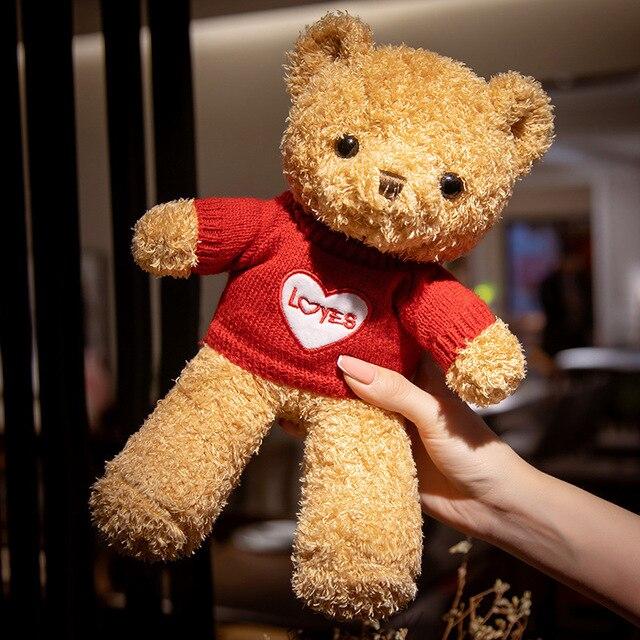 Kawaii Miś Pluszowy Miś Miękki Wypchany Słodki Miś z Ubraniami Torby Pluszowa Poduszka dla Dziewczynek Prezent Urodzinowy Lalki