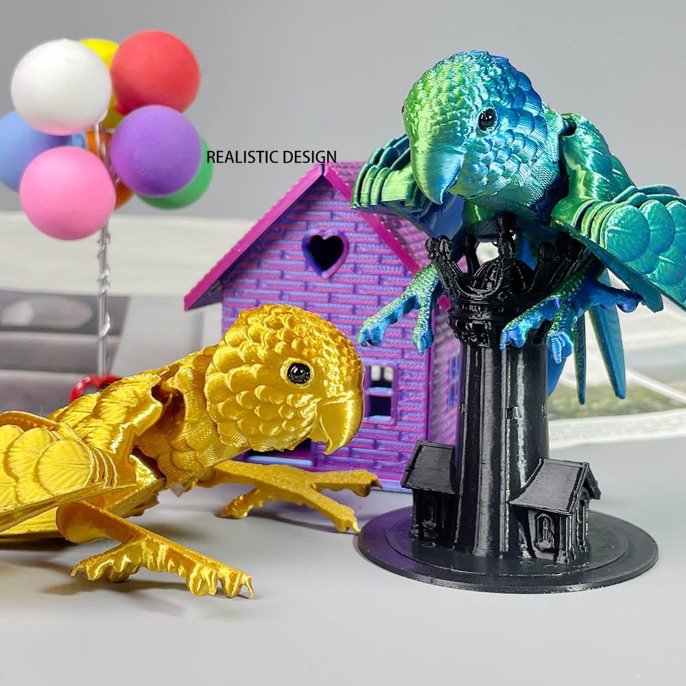 New 3D Printing Tail Joints Movable Parrot Modelling Toys Home Office Desktop Decoration Creative Gift Simulation Parrot