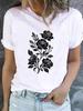 (Asian Size) Watercolor Flower Short Sleeve T-shirts Printed Clothing Lady Female Top Casual T Shirt Fashion Women Graphic Tee