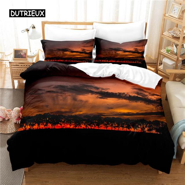 Sonnenuntergang-Bettwäsche-Set, Bettbezug-Set, 3D-Bettwäsche, Digitaldruck, Bettwäsche, Queen-Size-Bettwäsche-Set, modisches Design