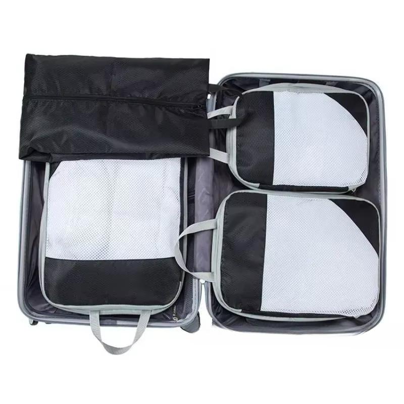 4 Pcs/set Compression Packing Cubes Travel Storage Bag Suitcase Packing Mesh Bags for Clothing Underwear Shoes
