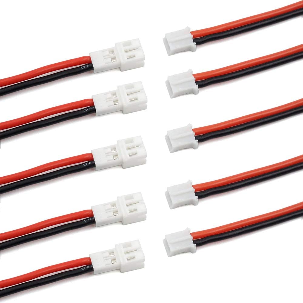 5 Pairs JST-PH 2.0 Male & Female Connectors | 80mm Cable, 22AWG Soft Silicone | For JJRC H36, H67, Blade Inductrix, Eachine E010 E013