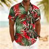 Men's Tropical Monstera & Palm Leaf Print Short Sleeve Shirt, Spring Summer Vintage Hawaiian Vacation