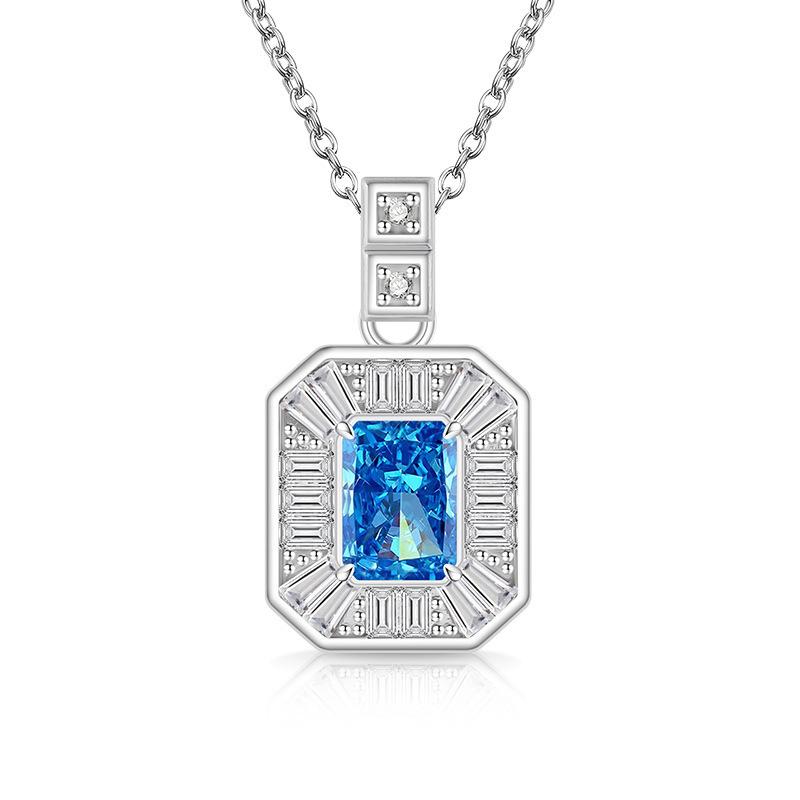 2026 Colored Treasure Ice Flower Cut No Matter Brand Necklace Super Flash High Carbon Diamond Plated Real Gold Pendant