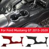 For Ford Mustang GT 2015- Carbon Fiber Interior Car Gear Shift Panel Trim Cover Cup Holder Decoration Sticker Decal Frame