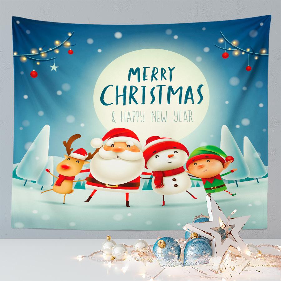 Merry Christmas Cute Santa Claus Tapestry Large Fabric Wall Tapestry Home Living Room Bedroom Background Decor Beach Blanket