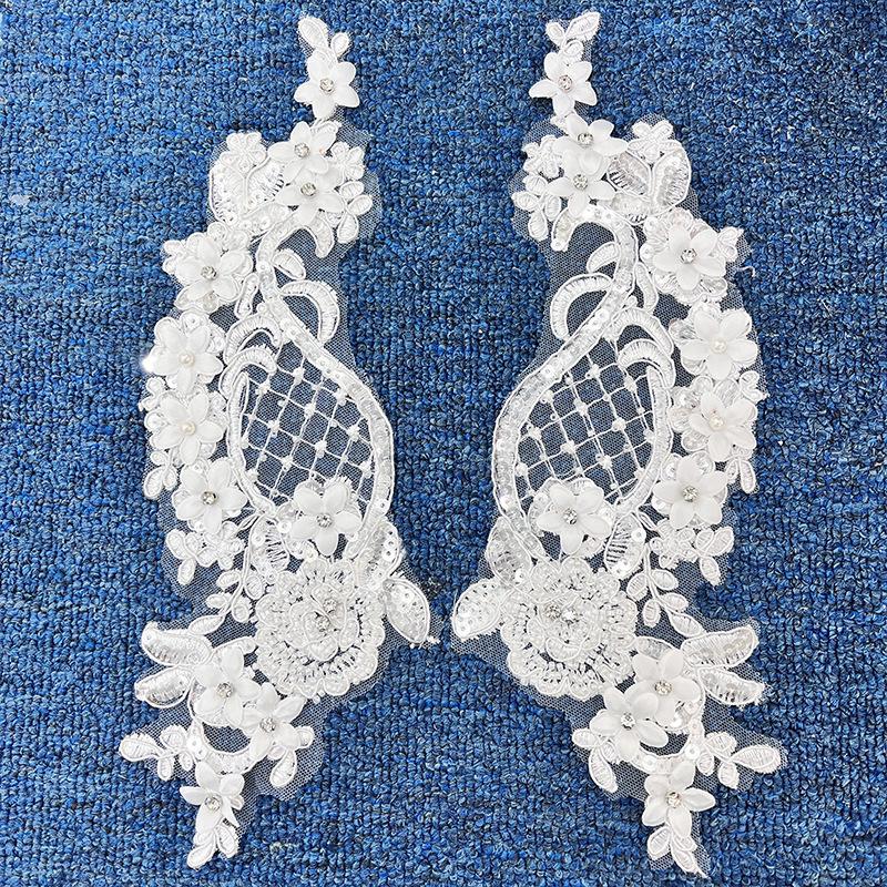 

Черно-белая автомобильная кость цветок ткань наклейка трехмерный цветок аксессуары для одежды DIY работа в процессе тканевая наклейка аксессуары H6001 white pair