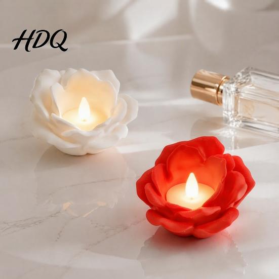 Tabletop Storage Organizer for Jewelry Rose Flower Candle Holders 3D Printed Floral Tealight Holder Multi-Color Decorative Stand Ring Trinket