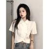 Chinese Style Shirts Women Modern Crop Pure Summer All-match Sweet Girl Irregular Fashion Lady Elegant Thin