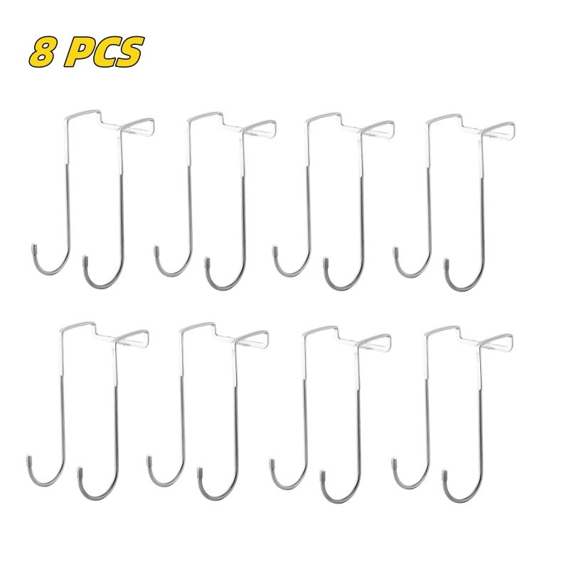 4/8PCS S-Type 304 Stainless Steel Cabinet Door Hook Multifunctional Towel Rack Hat Rack Storage Rack Kitchen Bathroom Accessorie