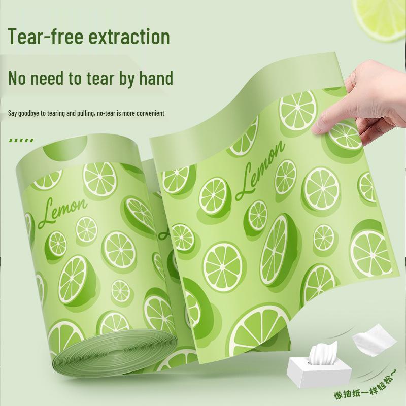 Thick Lime Drawstring Trash Bags for Kitchen & Bathroom Use - No-Tear, Durable, Handheld
