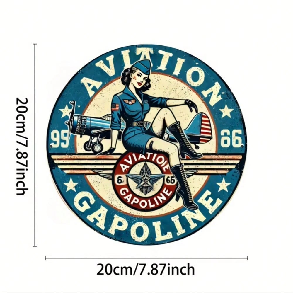 Vintage Aviation Tin Sign Pilot Retro Metal Wall Art Decor 20x20