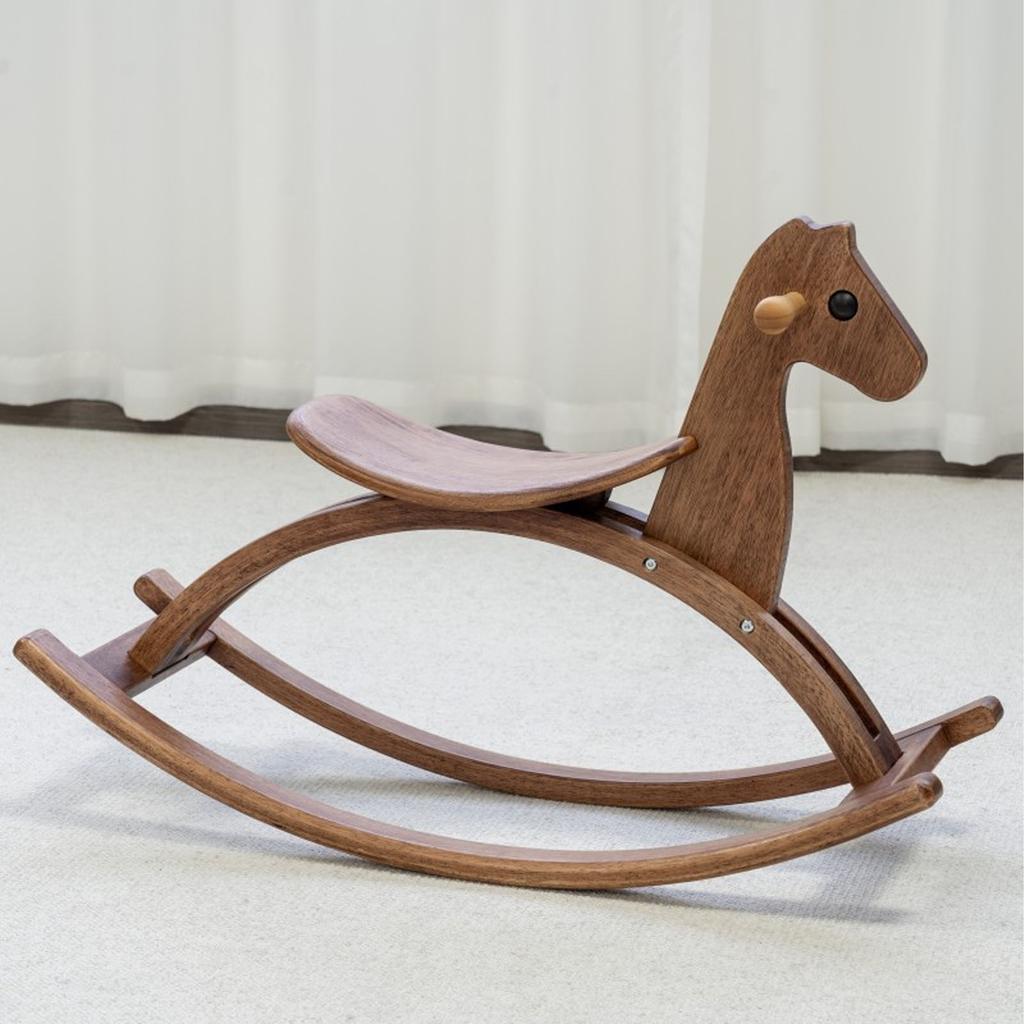 Kids Wooden Horse with Saddle and Handle Rocking Horse Chair Ride On Toy for Daily Entertainment Interaction