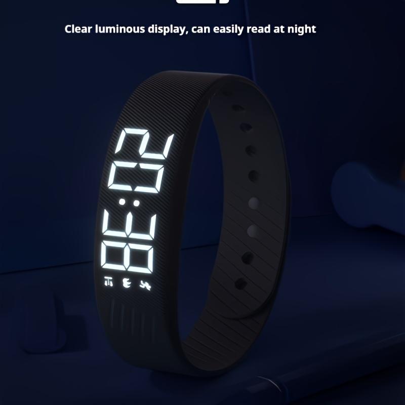 Multi-Functional Kids Digital Watch with Pedometer Alarm Luminous Display Silicone Strap and Bracelet Set White