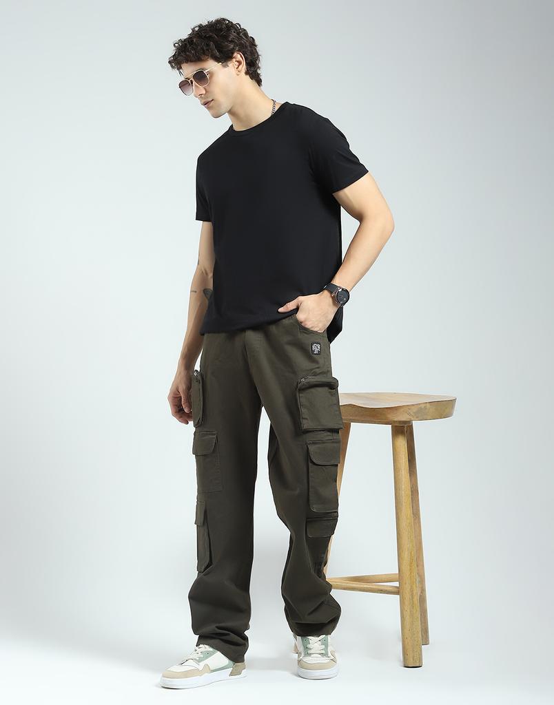 Rock it Men's Solid Straight Fit Cargo